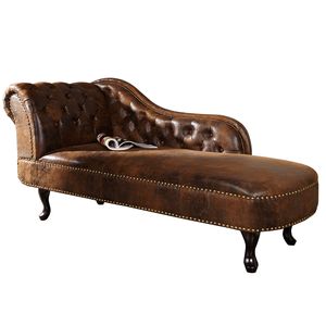 Design Chesterfield Recamiere im Antik Look Couch Sofa Sessel Polsterliege braun