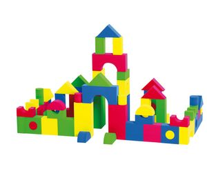 Betzold 57939 - Softbausteine in bunten Farben, 68 Stück - Bauklötze Bausteine Kinder