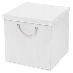 1x Aufbewahrungs Korb Weiß Faltbox 15 x 15 x 15 cm  Regalkorb von Stick&Shine faltbar mit Kordel und mit Deckel