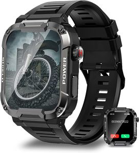 Smartwatch mit Telefonfunktion, 1,85 '' Touchscreen Fitness Tracker GPS Uhr 108 Sportmodi Benachrichtigungen für Android iOS