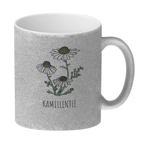 Kamillentee Teetasse mit Kamillenblüte für Teetrinker – Glitzer