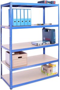 G-Rack Baumarkt Grack Schwerlastregal1 Blaues Lagerregal 5 Fächer  Für Keller Werkstatt, Schwarz 1 Bayfreistehendes Steckregal