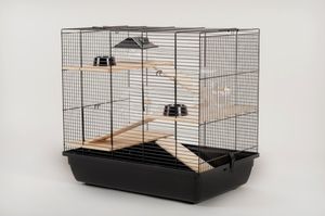 Hamsterkäfig Mäusekäfig Nagerkäfig 59 x 38 x 55 cm schwarz mit Zubehör