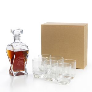 7 Tlg Whisky Karaffe mit Gravur & Gläser Set Gläserset Trinkgläser Trink-Glas