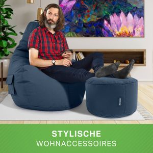 2er Sitzsack Set - Cozy Sitzsack + Stay Hocker - Dunkelblau