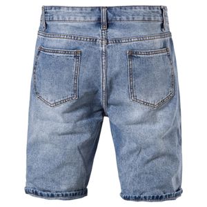 Lässige einfarbige Jeans für Herren  Sommerkleidung  Distressed-Denim-Shorts,Farbe: Blau,Größe:32