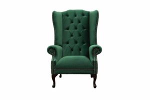 Grüner Ohrensessel Sessel Design Polster Sofa Chesterfield Textil Wohnzimmer JVmoebel