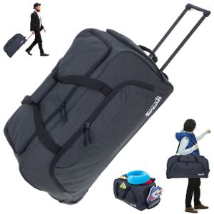 Trolley Reisetasche XXL Koffer Rolltasche 85 Liter Reiserolltasche Tasche mit Schultergurt groß Spear 910 Schwarz + Koffergurt