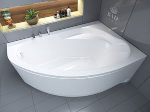 BADLAND Eckbadewanne Badewanne Marea RECHTS 160x100 mit Acrylschürze, Füßen und Ablaufgarnitur GRATIS