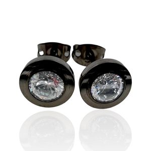 1 Paar Titan Ohrringe Ohrstecker in Schwarz mit Kristall