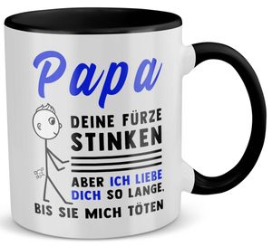 22Feels Papa Geschenk Vatertag Vater Tasse Deine Fürze Stinken Geburtstag Kaffeetasse Männer Weihnachten Haferl (Weiss-Schwarz)