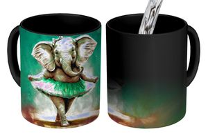 MuchoWow® Magický hrnček Magický slon - Balerína - Farba - Luk - Portrét - Detský 350 ml hrnček meniaci farbu Nápad na darček - Magický hrnček - Foto hrnček - Keramické hrnčeky - Obrázky - Šálka kávy - Hrnček na pitie - Hrnček na kávu