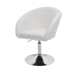 Esszimmerstuhl HWC-F19, Küchenstuhl Stuhl Drehstuhl Loungesessel, drehbar höhenverstellbar  Stoff/Textil creme-weiß