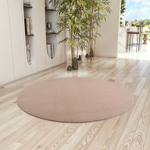 Teppium Waschbarer Kurzflor Teppich, rutschfest & weich, Modernes Einfarbig Design für Wohnzimmer, Schlafzimmer, Grösse 80 cm Rund
