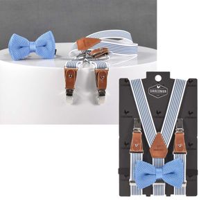 Sir Redman Hosenträger Kinder Y-Form 25mm im Set mit Fliege Kinderhosenträger blau weiß