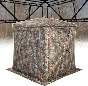 GOPLUS Jagdzelt, Camouflage Tarnzelt mit 270 Grad Einwegsicht für 2-3 Personen, tragbares Pop up Zelt mit Tragetasche, Tarnversteck für die Jagd, Naturfotografie & Tierbeobachtung