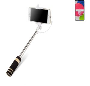 K-S-Trade Selfie Stick kompatibel mit Samsung Galaxy A52s 5G  Selfiestick kabelgebunden Monopod mit Kabel Stab Stange Selfportrait Handheldstick