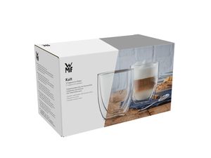 WMF Kult doppelwandige Cappuccinogläser-Set 2-teilig, Thermoglas, hitzebeständig, spülmaschinengeeignet, V 250ml, H 10cm