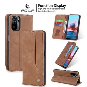 Redmi Note 10 Hülle, LaimTop Retro PU Ledertasche Schutzhülle mit Kartenfach Standfunktion für Xiaomi Redmi Note 10 / Note 10S Braun