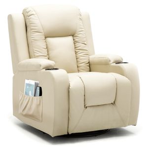 Televizní křeslo COMHOMA s masážní a vyhřívací funkcí - otočné o 360 stupňů - s funkcí houpání ►Vyhřívání opěradla Shiatsu masážní sedadlo Relaxační křeslo pro domácnost/kancelář, bílé