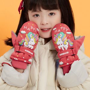 Dětské zimní lyžařské rukavice dívky červené sněhové palčáky nepromokavé velikost M zimní rukavice pro 6-12 let