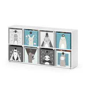 Vicco Kinderregal Scutum, 143 x 72.6 cm mit 8 Faltboxen, Weiß