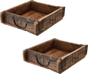 Novaliv 2x Holzkiste Vintage 30 x 25 x 8 cm Alte Ziegelform Holz Groß Allzweckkiste aus recyceltem Altholz Jede Form EIN Unikat – Vintage Kiste Deko