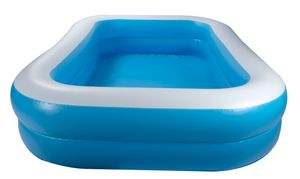Nafukovací rodinný bazén, plavecké centrum obdélníkového tvaru pro děti a dospělé, brouzdaliště, 262x175x51cm, modrá barva