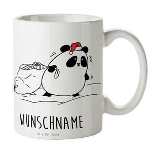 Mr. & Mrs. Panda Personalisierte Tasse Easy & Peasy Frohe Weihnachten - Weiß - Geschenk, Tasse mit Namen, Namenstasse, Drucken, Namen