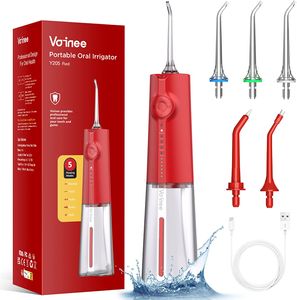 Voinee Oral Irrigator Munddusche >>Y205 (Rot)<< IPX7 Wasserdicht, Kabellos Elektrisch, professionale Zahnreinigung, Zahnpflege, Mundhygiene, für die Reinigung von Zahnstein