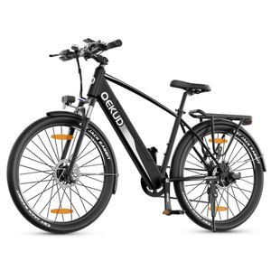 27.5'' E-Bike, Elektrofahrrad Trekkingrad e-City Fahrrad Qekud mit 36V 12.5Ah Lithium Batterie, 250W Motor, EU-konformes mit Apps Schwarz