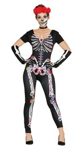 Mexikanisches Skelett Kostüm für Damen, Größe:M