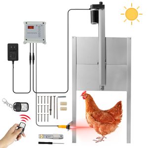 Automatische Hühnertür Hühnerklappe, Türöffner Hühnerstall mit Timer & Lichtsensor oder Infrarot, Netzbetrieb und Fernbedienung, Hühnerstalltür für sichere Hühnerhaltung