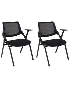BELIANI Sada 2 židlí černá s područkami Kryty nohou Železné nohy Konferenční stolek Židle Současný moderní skandinávský styl Jídelna