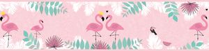 Lovely Kids selbstklebende Kinderzimmer Bordüre Flamingo Love rosa grün weiß 5,00 m x 0,155 m