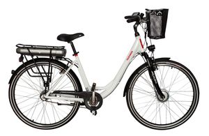 Telefunken E-Bike RC 657 Damen 28 Zoll, Elektrofahrrad Alu in Weiß, 7-GG-Shimano Nabenschaltung, mit Fahrradkorb, Farbe Weiß