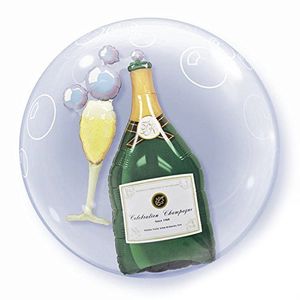 Double Bubbles Ballon Champageflasche 60 cm unaufgeblasen Ballongas geeignet