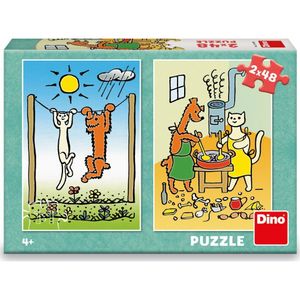 DINO Puzzle Hund und Katze 2x48 Teile