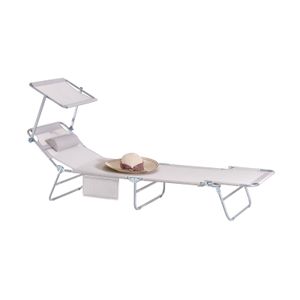 SoBuy SoBuy Liege mit Sonnenblende - klappbar - Max. 120 kg - 195 x 63 x 30 cm - Beige