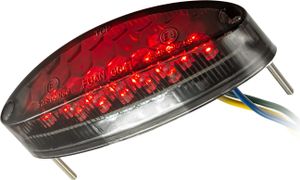 Universal Motorrad LED Mini Rücklicht NUMBER1, getöntes Glas, mit Nummernschildbeleuchtung