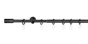 Komplettgarnitur Rille Gardinenstange Stilgarnitur ausziehbar Farbe: Schwarz, Größe: 160-280 cm