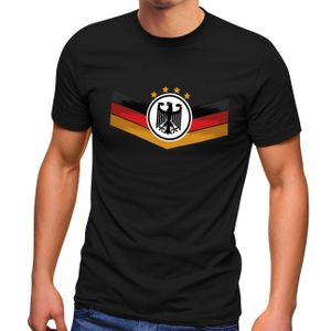 Herren T-Shirt Deutschland Fußball EM 2021 Deutschlandflagge Nationalfahne Wappen Adler Fanshirt Moonworks® schwarz XL