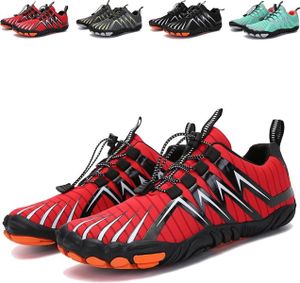 ASKSA Unisex Barfussschuhe Schnell Trocknend Zehenschuhe Traillaufschuhe Leicht Rutschfeste Schuhe, Rot, Groesse: 45
