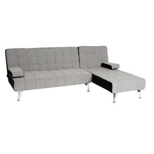 Schlafsofa HWC-K22, Couch Ecksofa Sofa, Liegefläche links/rechts Schlaffunktion 236cm  Stoff/Textil hellgrau, schwarz