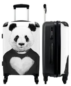 NoBoringSuitcases.com® Großer Koffer - Panda - Herz - Pullover - Tiere - Kombinationsschloss TSA - Hartschalen Trolley 4 Rollen - 60 liter - Reisekoffer - 66 cm