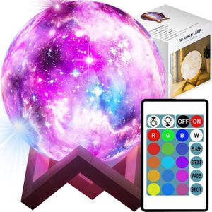 Mond Lampe 3D Sternenhimmel Mondlampe 16 Farben Remote & Touch Control Nachtlicht Stimmungslicht USB Lade Stimmung Licht für Kinder Schlafzimmer Retoo