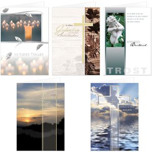 20 Trauerkarten Beileidskarten Kondolenzkarten Set inklusive Umschlag, Klappkarten 17 x 12 cm