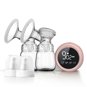 Elektrische Milchpumpe, Doppelmilchpumpe, tragbare Doppelpumpenmilchpumpe mit intelligentem LCD-Touchscreen mit Muttermilchabsaugung, Brustmassage und Laktationsfunktion