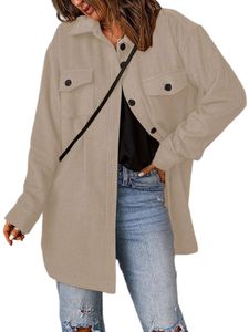 Damen Übergangsjacken Langarm Knöpfe Mantel Strickjacke Outwear Winter Warm Jacke Aprikose,Größe XL