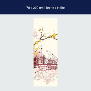 Türtapete Haruka Retro Blüten M0057 – 70 x 200cm / selbstklebende Dekorfolie